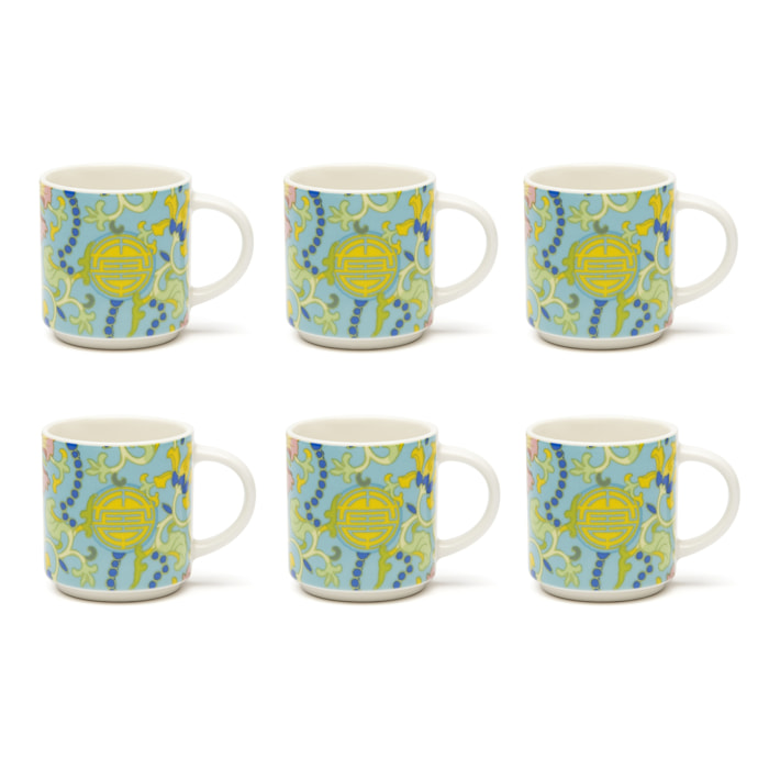 Set 6 Tazzine Caffè Excelsa – La Via Della Seta, New Bone China Multicolore