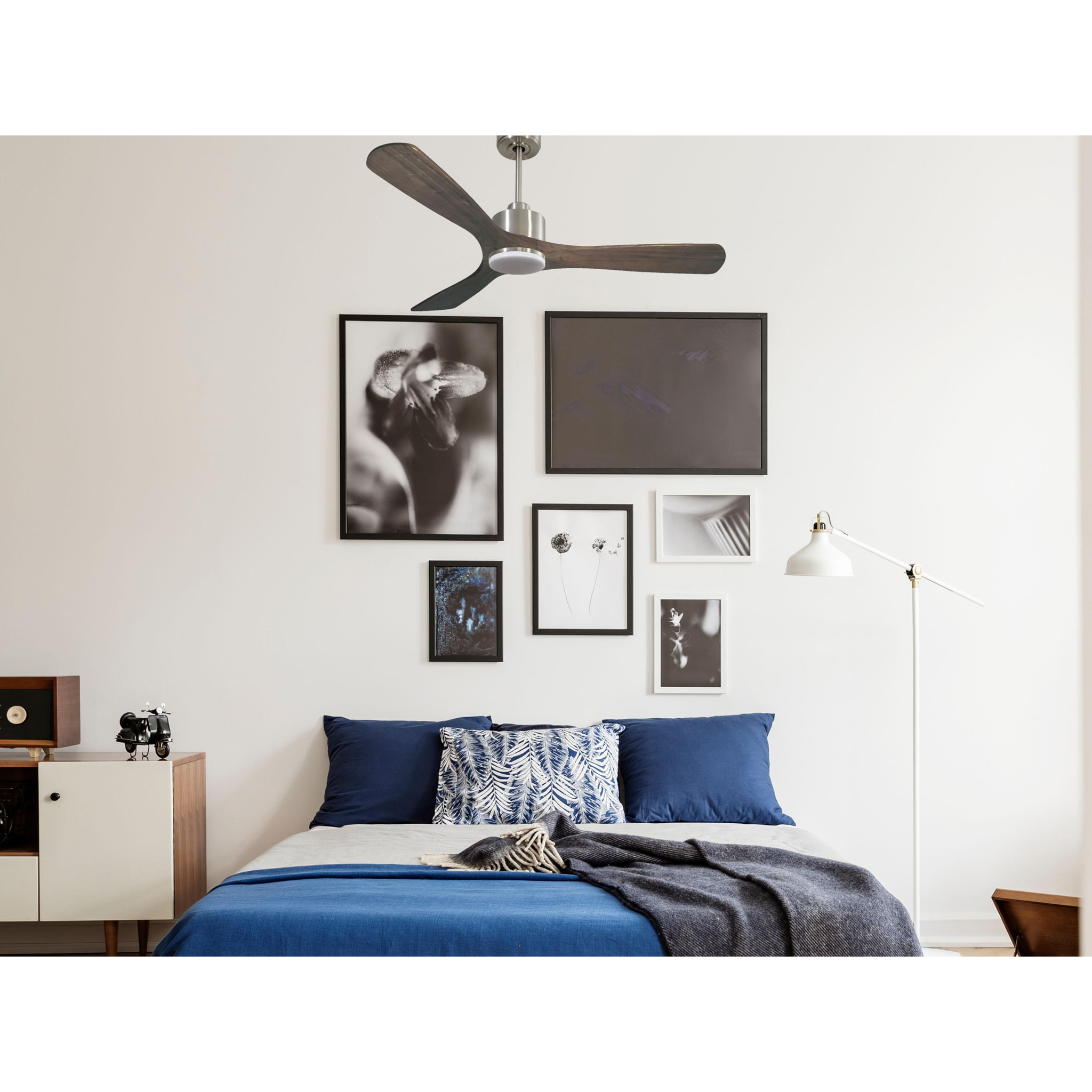 Ventilador de techo Reversible Termostato Dimable Wifi Motor DC Techos Inclinados Mando a Distancia Luz tres tonos Hypersilence Memoria MoyoD132C03LED67793 PURLINE