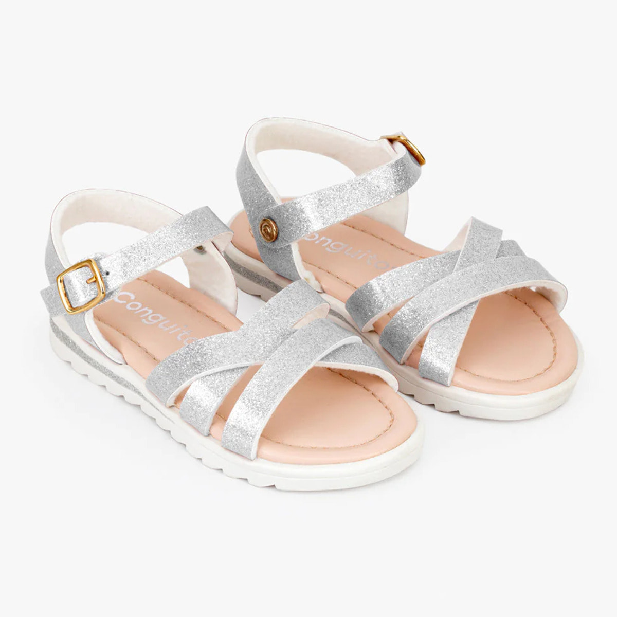 Sandalias de Niña Glitter Plata