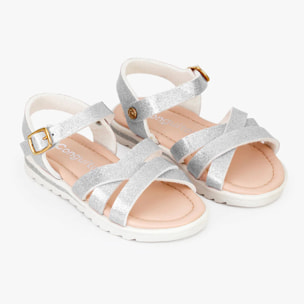 Sandalias de Niña Glitter Plata