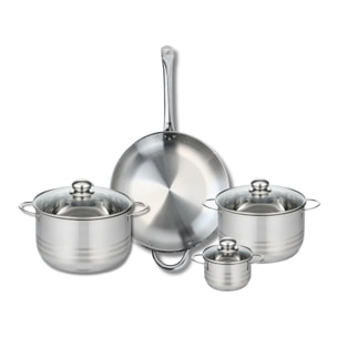 Ensemble de 1 Poêle de cuisson 32 cm et 3 faitouts 12, 20 et 24 cm Elo Profi Brillant