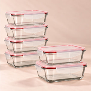 Lot de 6 boîtes hermétiques 1040ml en verre CLEMENTINE