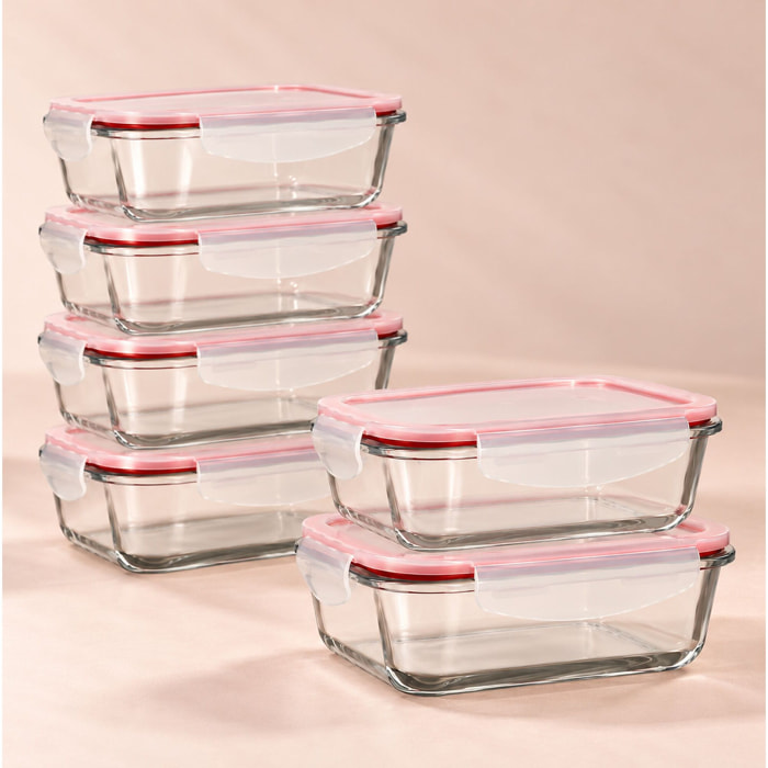 Lot de 6 boîtes hermétiques 1040ml en verre CLEMENTINE