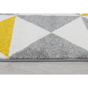 Forsa - Tapis de salon moderne à motif graphique jaune et gris