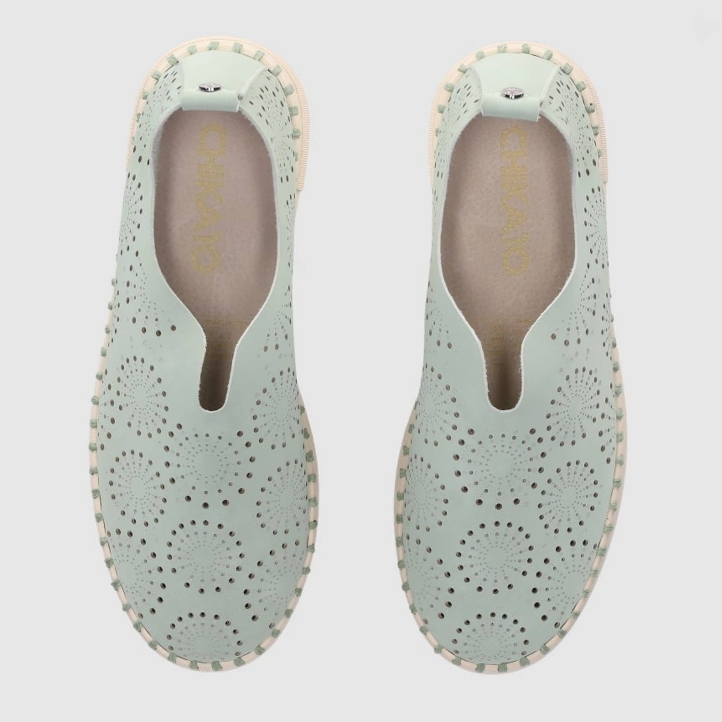 Zapatos de Tejido - Manzana/Lg.Green - Tacón: Bajo