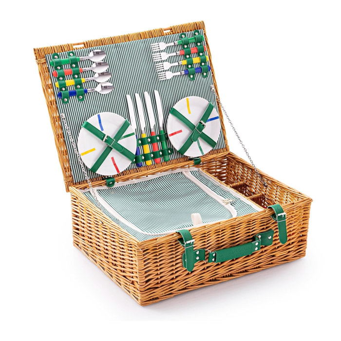 Set 21pc cesta de picnic con juego para 4 personas Benetton