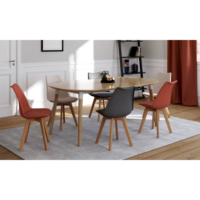 Chaises Nordia pieds bois de hêtre - Mix color - beige, terracotta, gris foncé