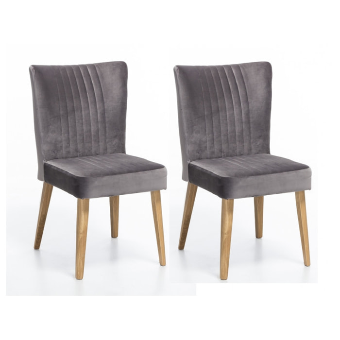 Lot de 2 chaises scandinave en velours - JAN