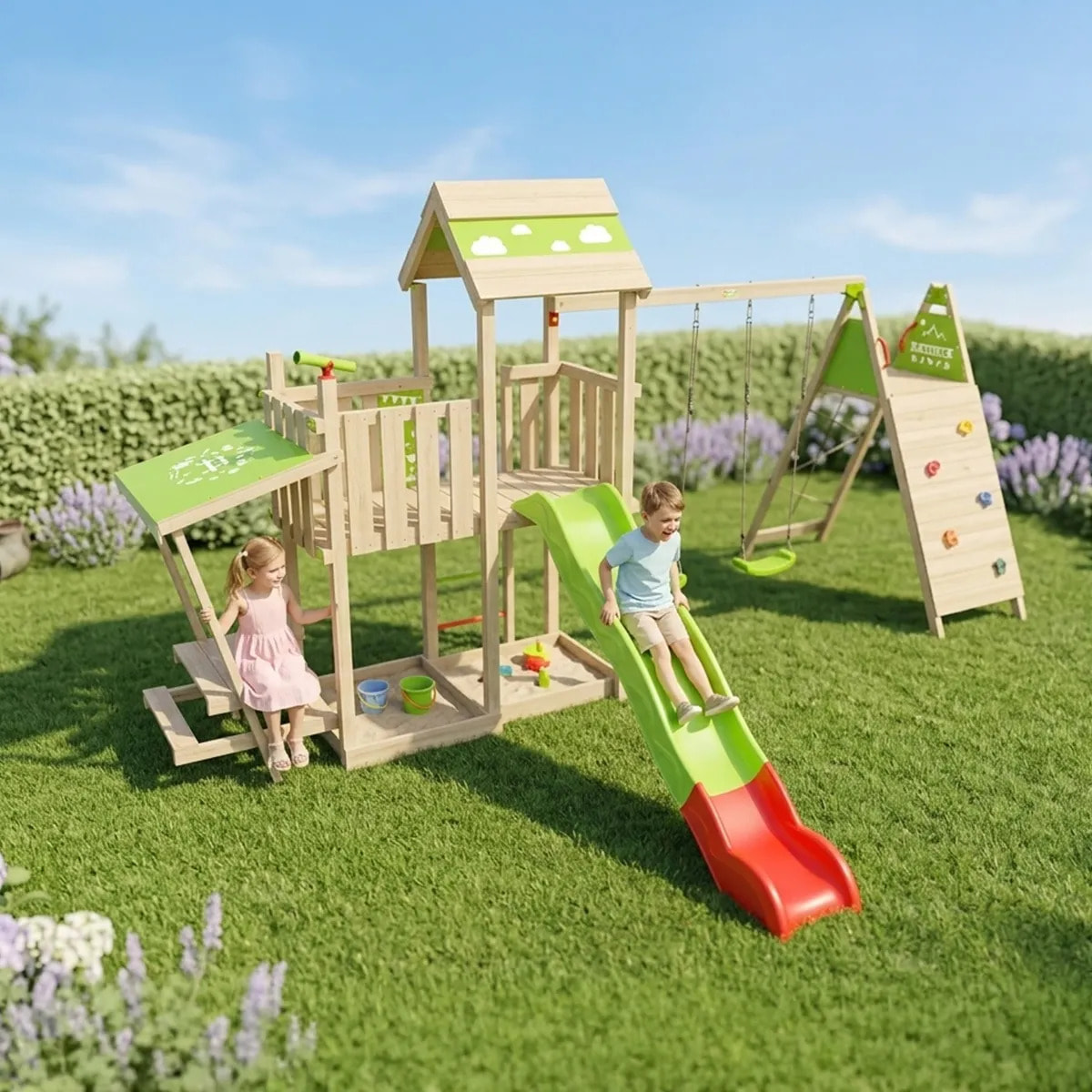 Aire de jeux bois 2,20 m ZESTY XPRESSION XL - 14 enfants