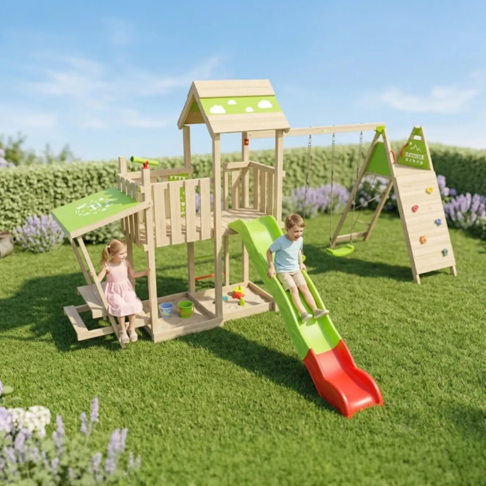 Aire de jeux bois 2,20 m ZESTY XPRESSION XL - 14 enfants