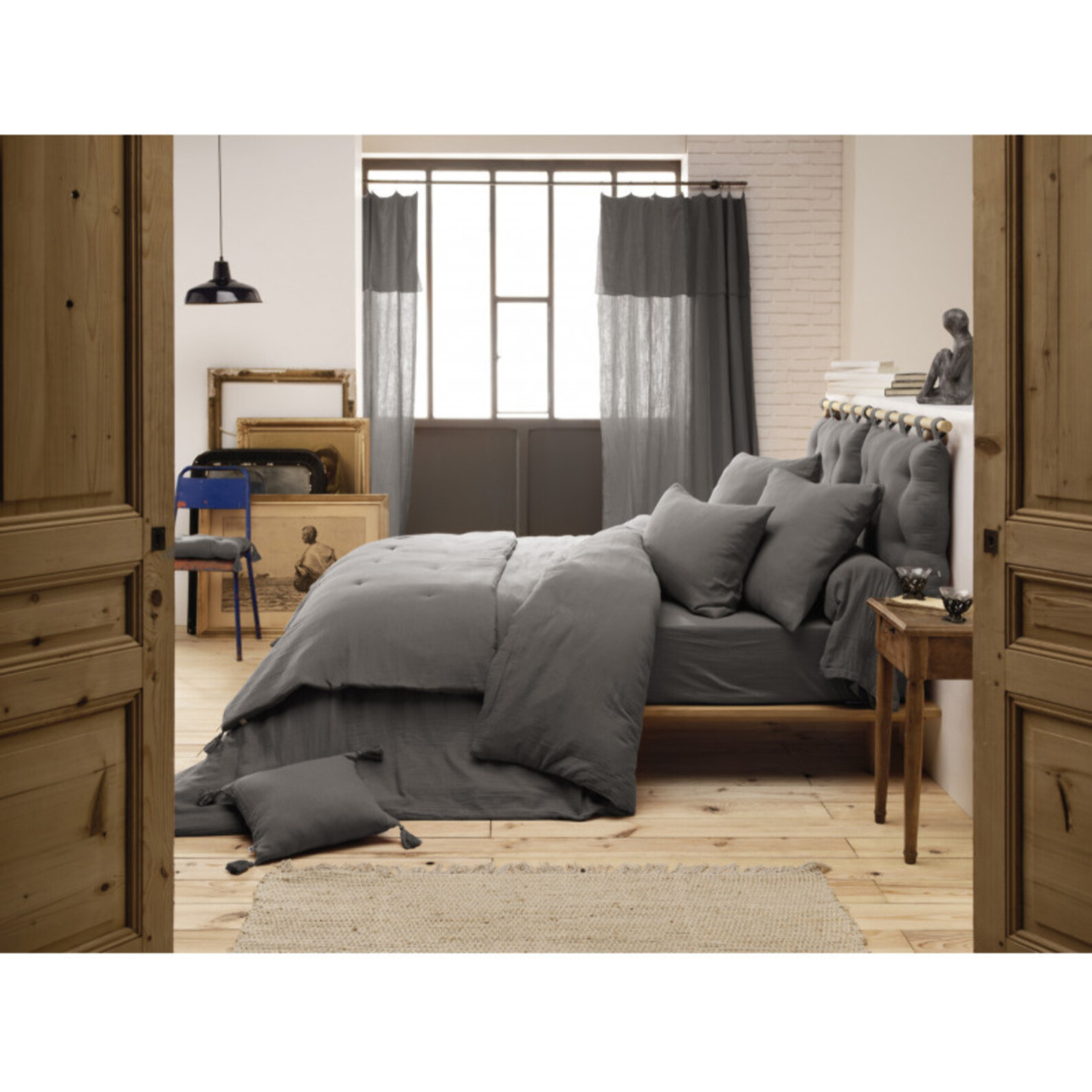 Pack housse de couette "Gaïa" "Gaze de Coton" 3 Pièces - Gaïa Granit