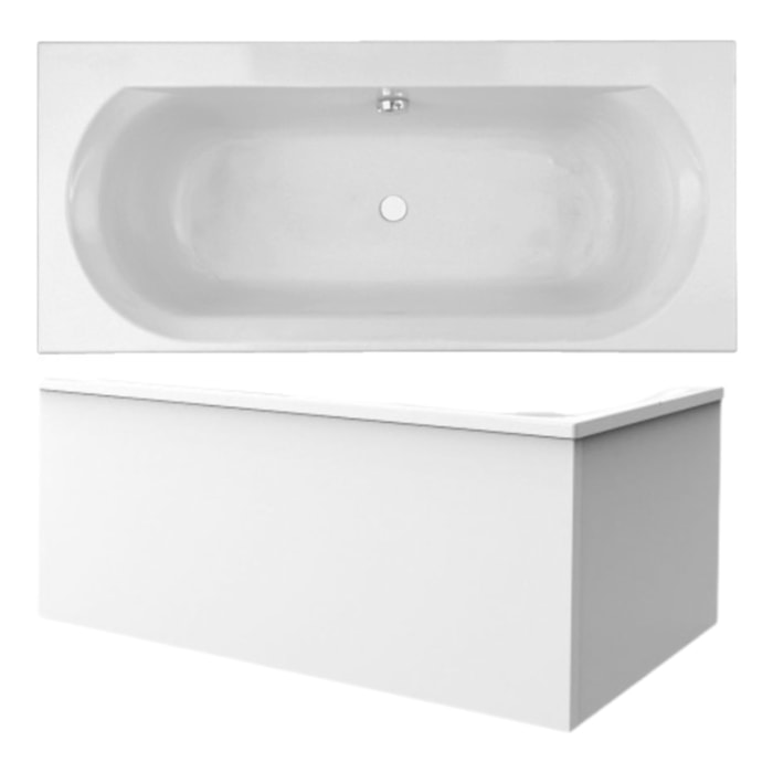 Pack baignoire Elise + tablier en angle + vidage