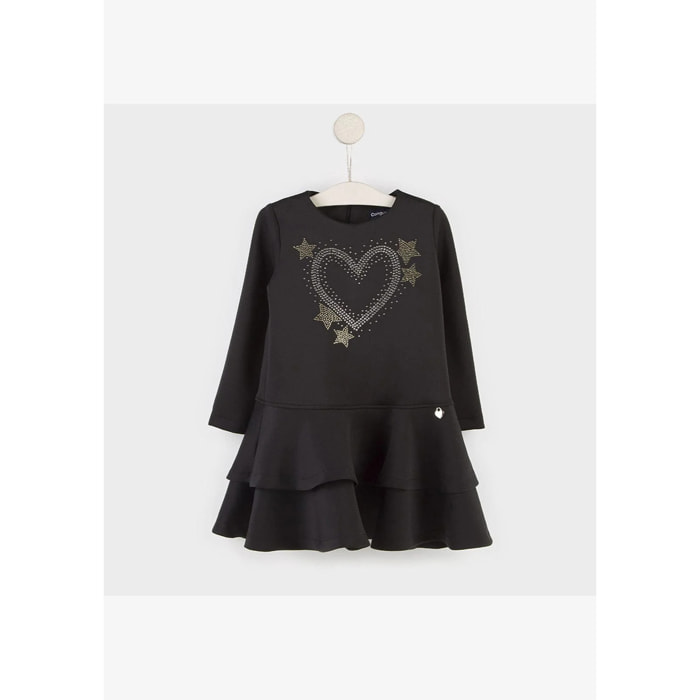 Vestido negro con volantes "Heart" de niñ