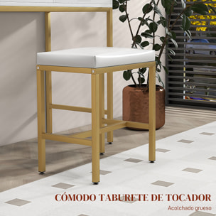 Tocador de Maquillaje con Luz y Taburete Mesa de Maquillaje con 2 Cajones y Estantes de Almacenamiento Estilo Moderno Tocador para Dormitorio Blanco