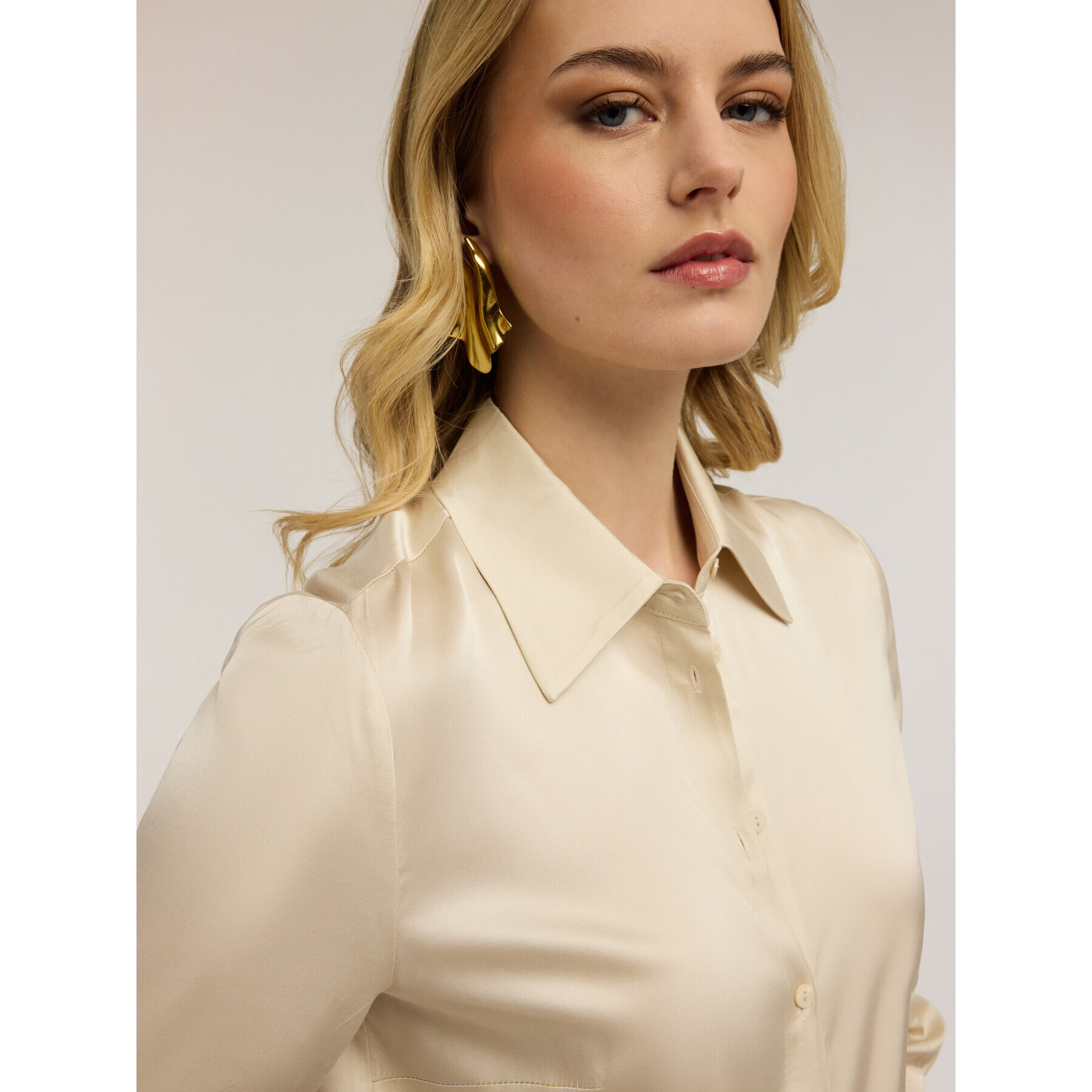 Motivi - Camisa de satén de viscosa - Beige