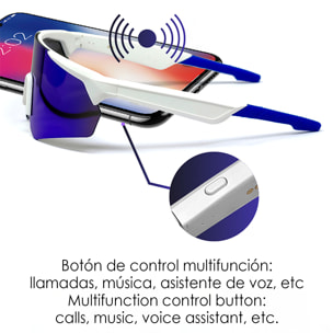 Gafas deportivas inteligentes QY PRO 2. Asistente de voz inteligente, traducción en tiempo real de más de 100 idiomas, control de música/llamadas y lentes fotocromáticas UV400.