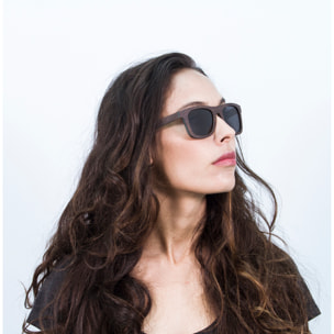 Gafas de sol OCEAN VENICE BEACH - De madera skate marrón oscuro con línea azul y / Ahumada