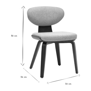 Chaises en tissu effet velours texturé gris et bois foncé (lot de 2) YELLE