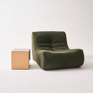 Table cubique miroir ambre. bout de canapé. table d'appoint cube miroir 35cm