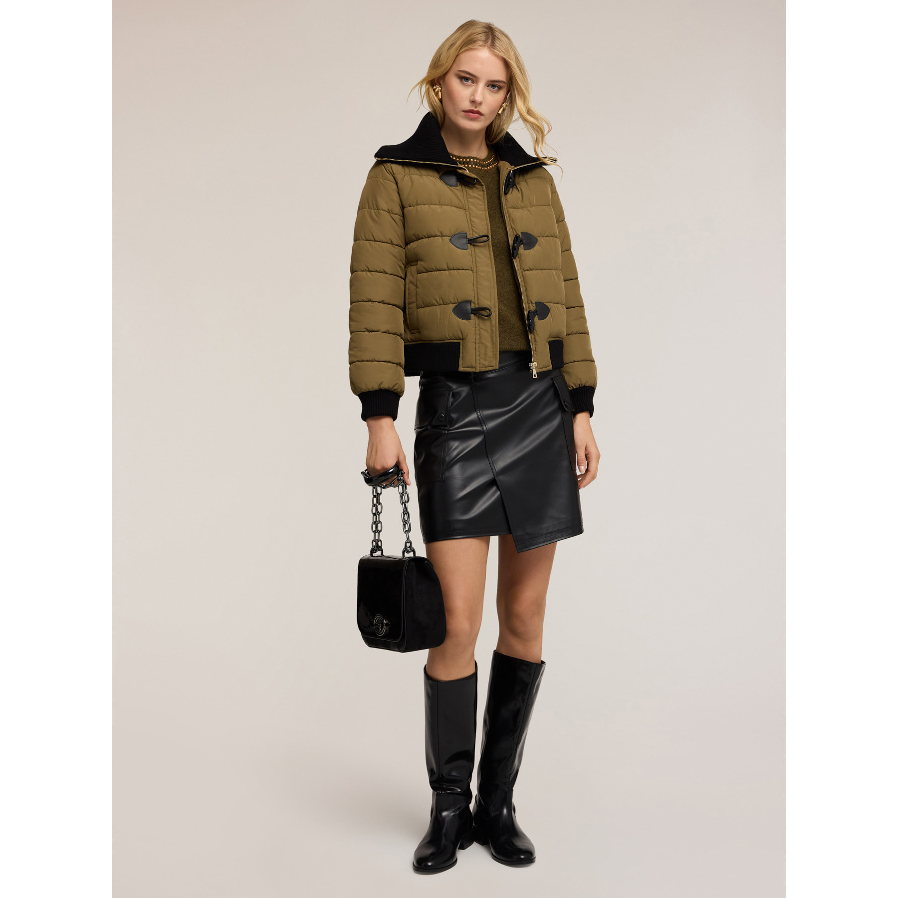 Motivi - Piumino trapuntato con alamari - Verde militare