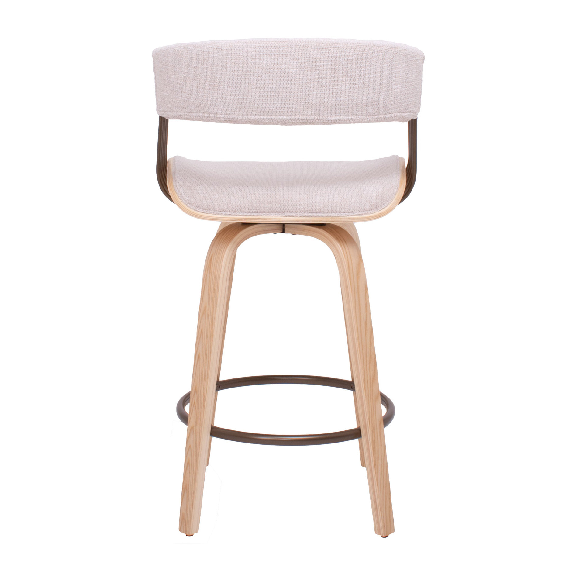 Colonia - Set 2 Sgabelli Imbottiti 49,5x92x37,5 cm Seduta Girevole in Legno Plywood e Tessuto Beige