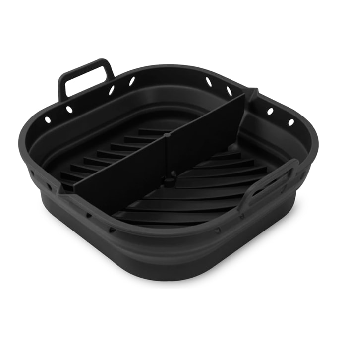 Stampo in silicone pieghevole, rettangolare, con manici, speciale per friggitrice ad aria 22x23 cm. Commestibile.