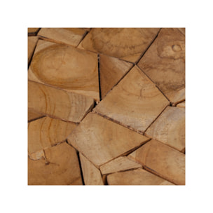 Tabouret carré artisanal 40 cm de haut en bois de teck - COLUMBIA