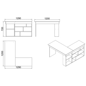 Bureau d'angle 120x130cm avec rangements blanc BRUGUES
