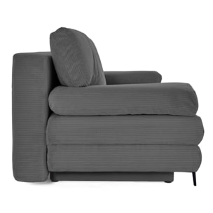 Elton - canapé 3 places convertible avec coffre en velours côtelé - Gris