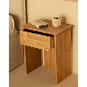 Table de chevet en bois massif en ton chêne moyen de 50x42cm Hauteur: 50 Longueur: 42 Largeur: 27