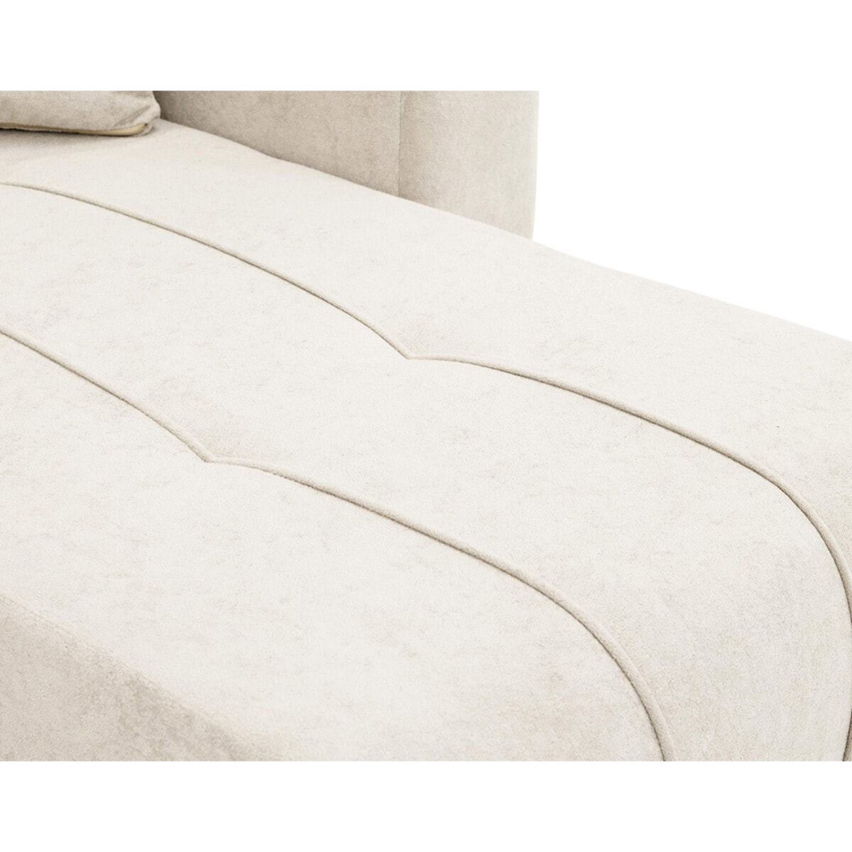 Nicole - Canapé panoramique en U 7 places convertible avec coffre en tissu - Beige