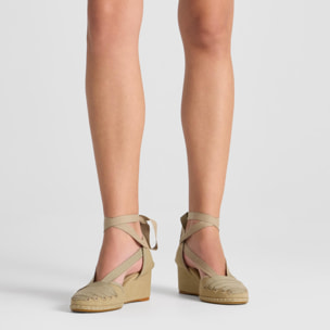 Alpargata embetada Corcega cuña forrada en algodón con cintas