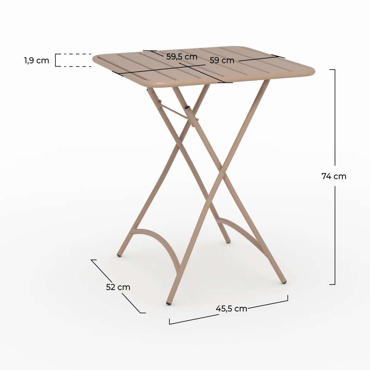 Table de jardin pliante en métal taupe 2 personnes - Yumi