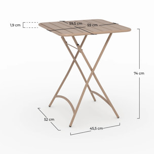 Table de jardin pliante en métal taupe 2 personnes - Yumi