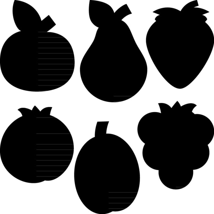 Sticker ardoise tableau noir - stickers muraux adhésif effaçable - LOT DE 6 MINI-FRUITS