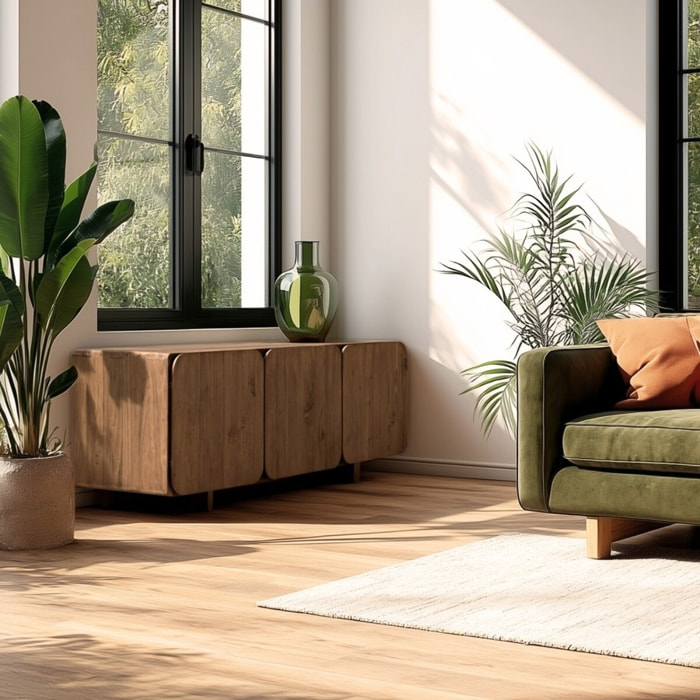 SIXTINE - Buffet 3 portes 120x40cm en bois de teck recyclé