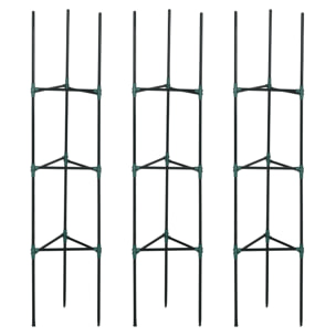 Juego de 3 Enrejados de Jardín Soportes para Plantas Trepadoras con Marco de Acero para Frutas Verduras Flores Decoración Exterior Patio Terraza 38x38x182 cm Verde