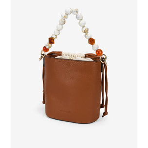 Bolso bandolera cuero con asa de piedras