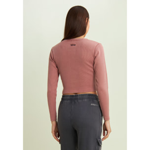 T-shirt cropped da donna a manica lunga con ricami Disney