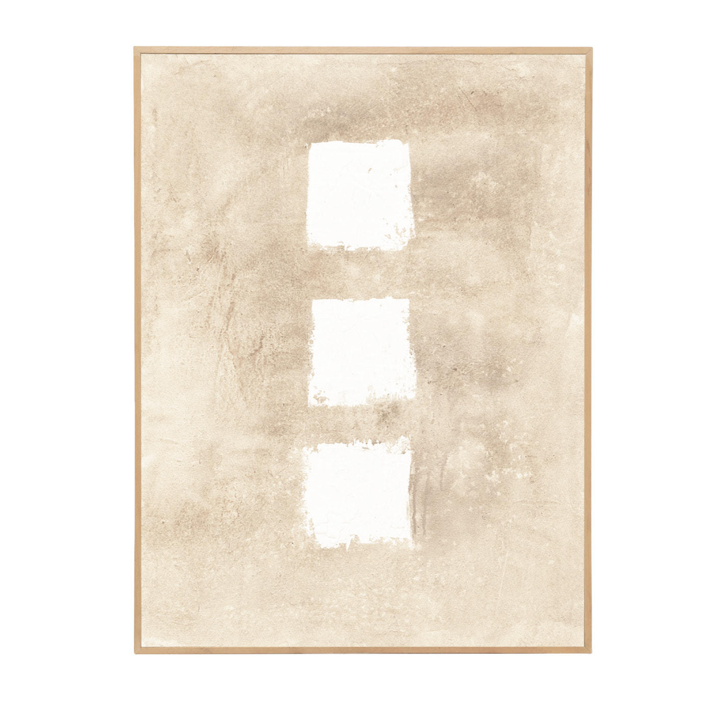 Tableau beige et blanc décoratif sur coton avec cadre en bois peint à la main à la peinture à l'huile en différentes tailles