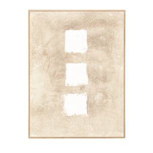 Tableau beige et blanc décoratif sur coton avec cadre en bois peint à la main à la peinture à l'huile en différentes tailles