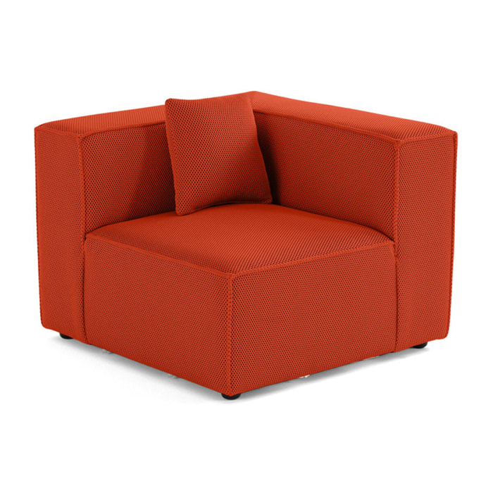 Arty - module d'assise d'angle réversible - en tissu mailles 3D - Orange