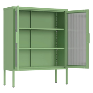 Vetrina in metallo 2 ante con ripiani 80x38x100h cm verde - Pop