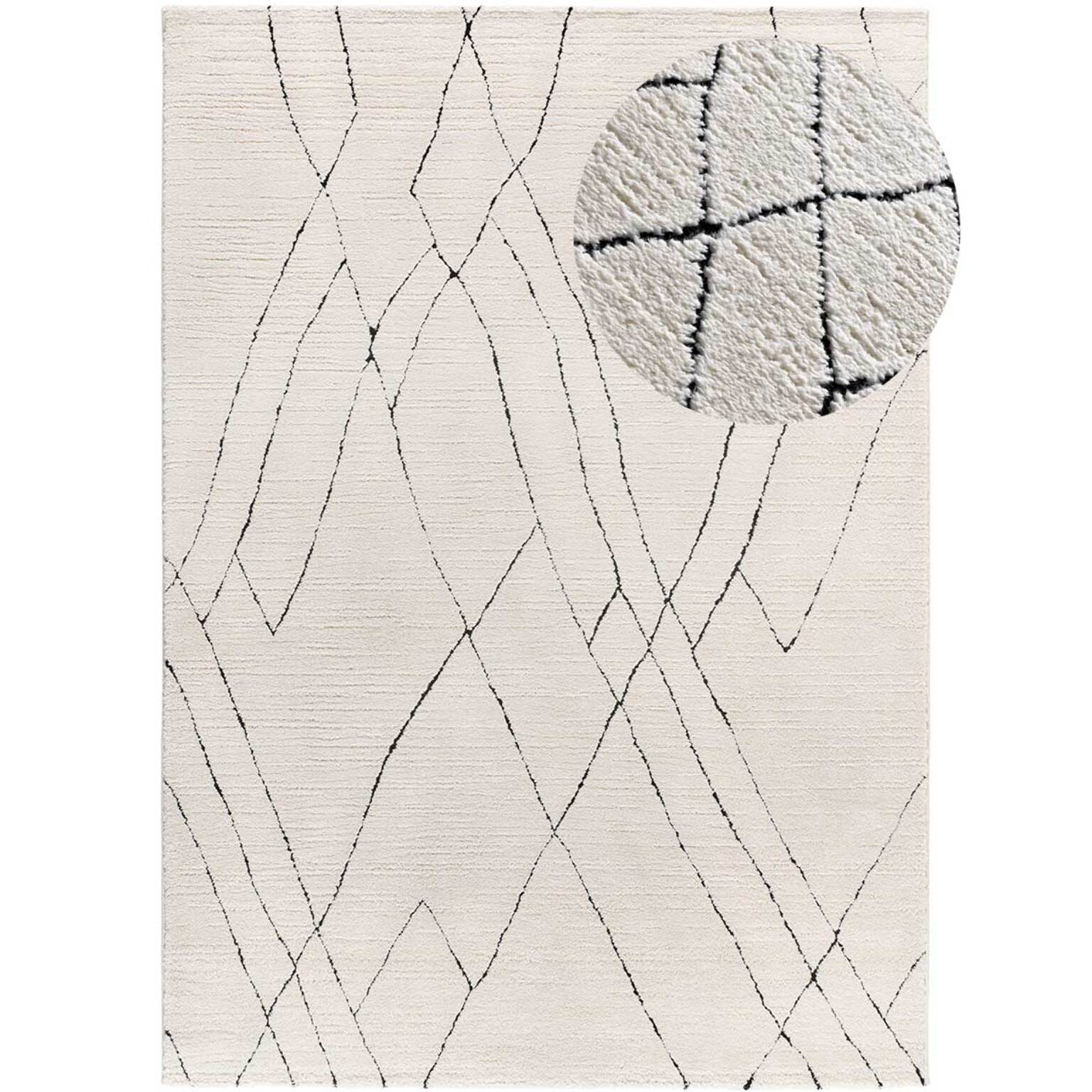 TURIN Alfombra bereber con relieve en blanco y negro, varias medidas disponibles