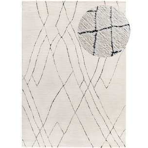 TURIN Alfombra bereber con relieve en blanco y negro, varias medidas disponibles