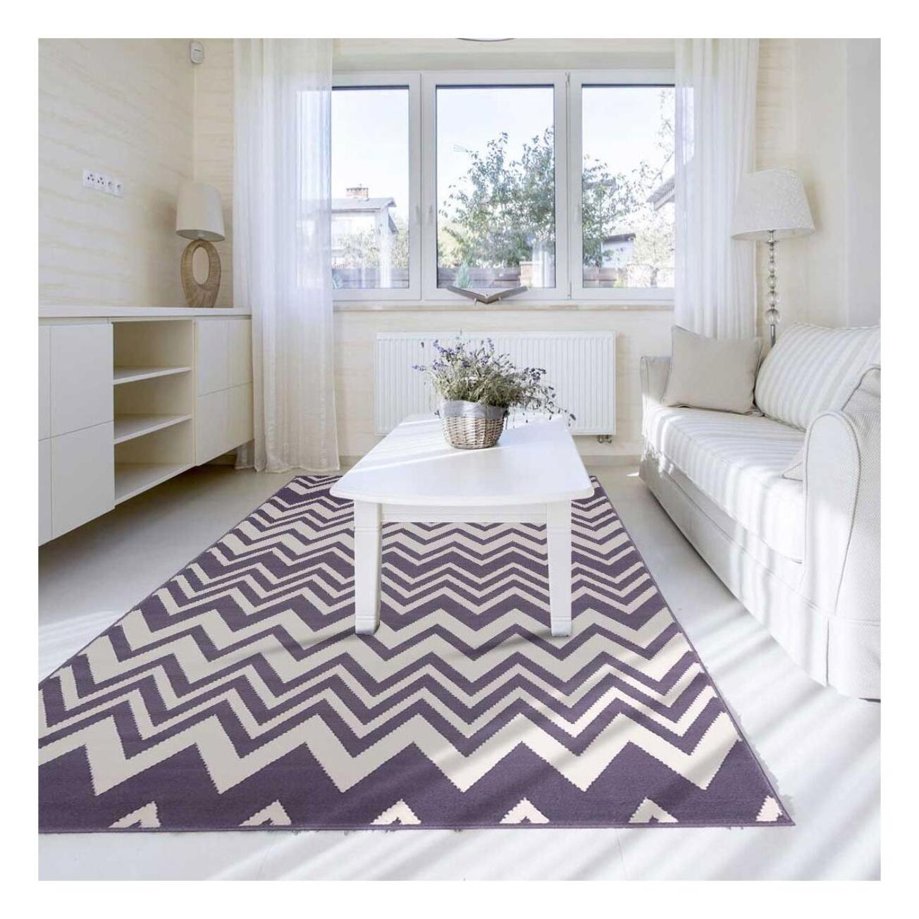 Petit tapis d'entrée motif géométrique noir et beige
