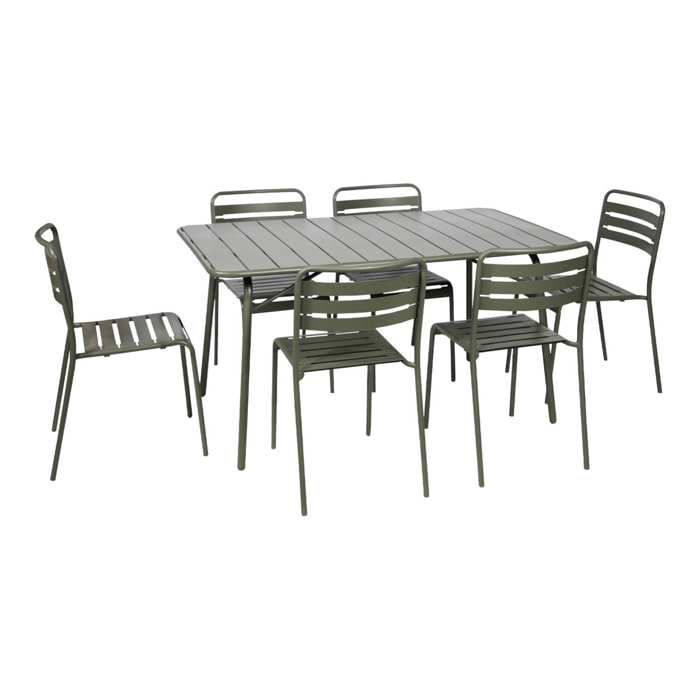 Table de jardin pliante métal + 6 assises AMÉLIA