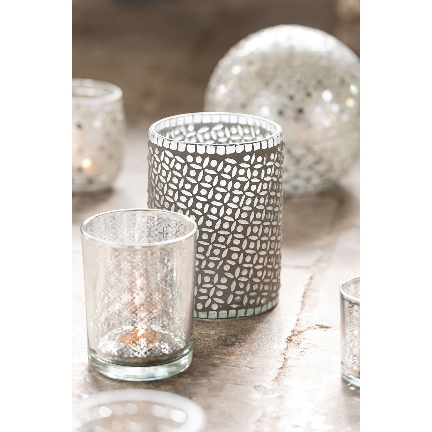 J-Line Photophore Oriental Verre Argent