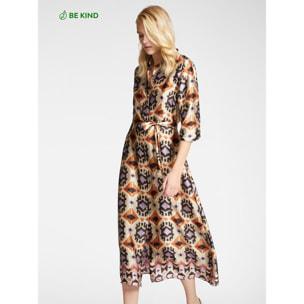 Elena Mirò - Vestido con estampado étnico - Beige