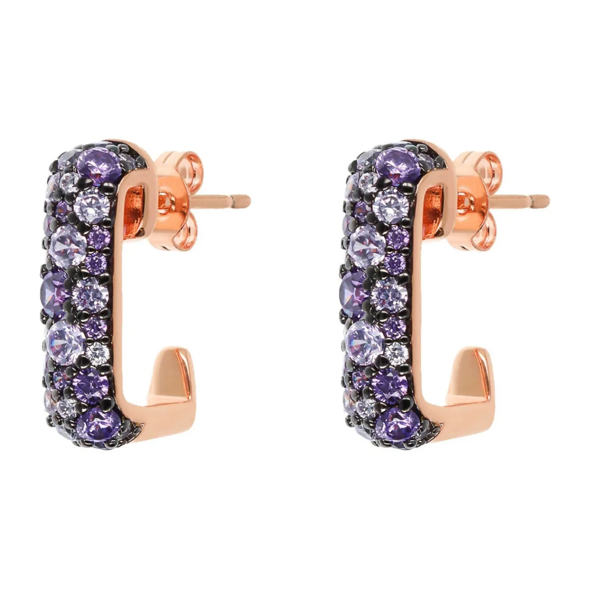 Orecchini a Lobo Quadrati in Pavé di Cubic Zirconia Marroni
